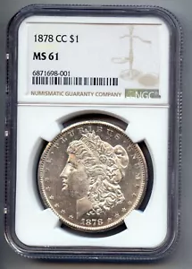 Dólar de plata Morgan 1878 CC NGC MS 61 - Imagen 1 de 4