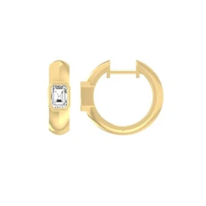 1Ct Lab Grown Diamond Hoop Earrings for Women 4.99 Gram 14K Yellow Gold - Picture 1 of 7