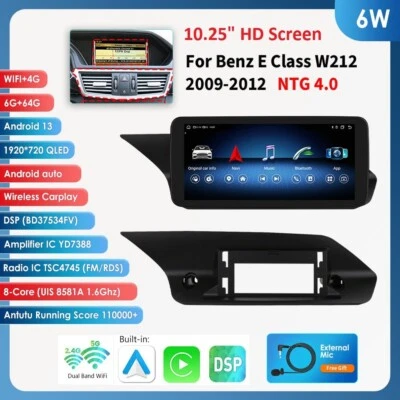 Radio de coche 10,25"" Android 13 para Mercedes Benz E200 E320 6+64 GB Carplay GPS WiFi Foto 1 de 4