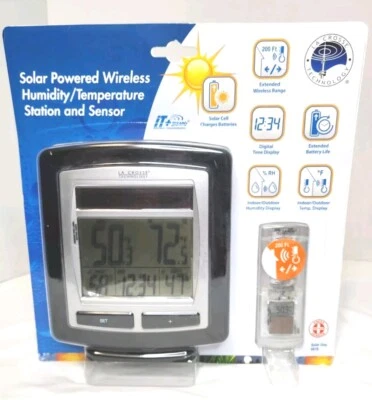 LACROSSE WEATHER SOLAR POWERED WIRELESS  HUMIDITY TEMPERATURE STATION 6010 - Image 1 of 2