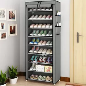 10-Schicht Schuhschrank Schuhablage Schuhregal Schuhständer Vliesstoff Grau - Bild 1 von 12