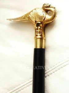 Antique Style Wooden Walking Stick Cane Gift Solid Brass Peacock Design Handle - Picture 1 of 6