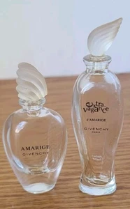 Vtg Mini Givenchy Amarige & Extra Vagance d' Amarige 2 EMPTY Decor Glass Bottles - Picture 1 of 11