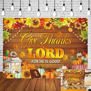 Fondo de decoraciones cristianas de acción de gracias para dar gracias al Señor - Imagen 1 de 6