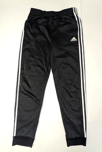 Adidas Boys Tricot Joggers Black -White Striped Legs Pants Size 18-20 - Picture 1 of 7