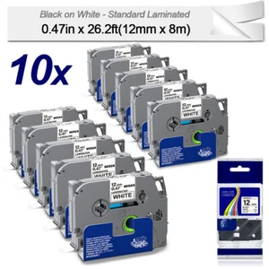 10PK para cinta de etiquetas Brother P-Touch TZe-231 12 mm blanca PT-H110 PT-D210 E300 D410 - Imagen 1 de 12