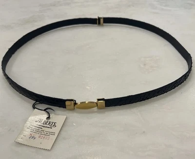 Vintage Vibora Black Snakeskin Belt Metal Buckle Adjustable From 22” To 38”Waist - Image 1 of 4