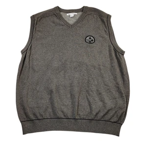Pittsburgh Steelers Gray Pullover V Neck Cutter Buck Sweater Vest Knit - Men XL - Picture 1 of 9