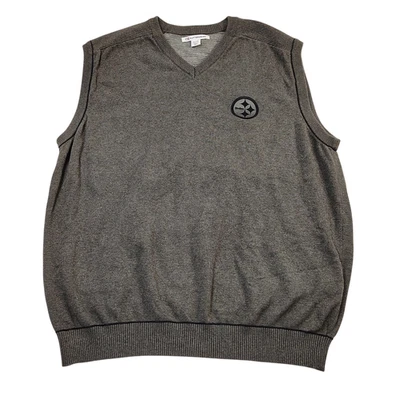 Pittsburgh Steelers Gray Pullover V Neck Cutter Buck Sweater Vest Knit - Men XL - Image 1 of 4