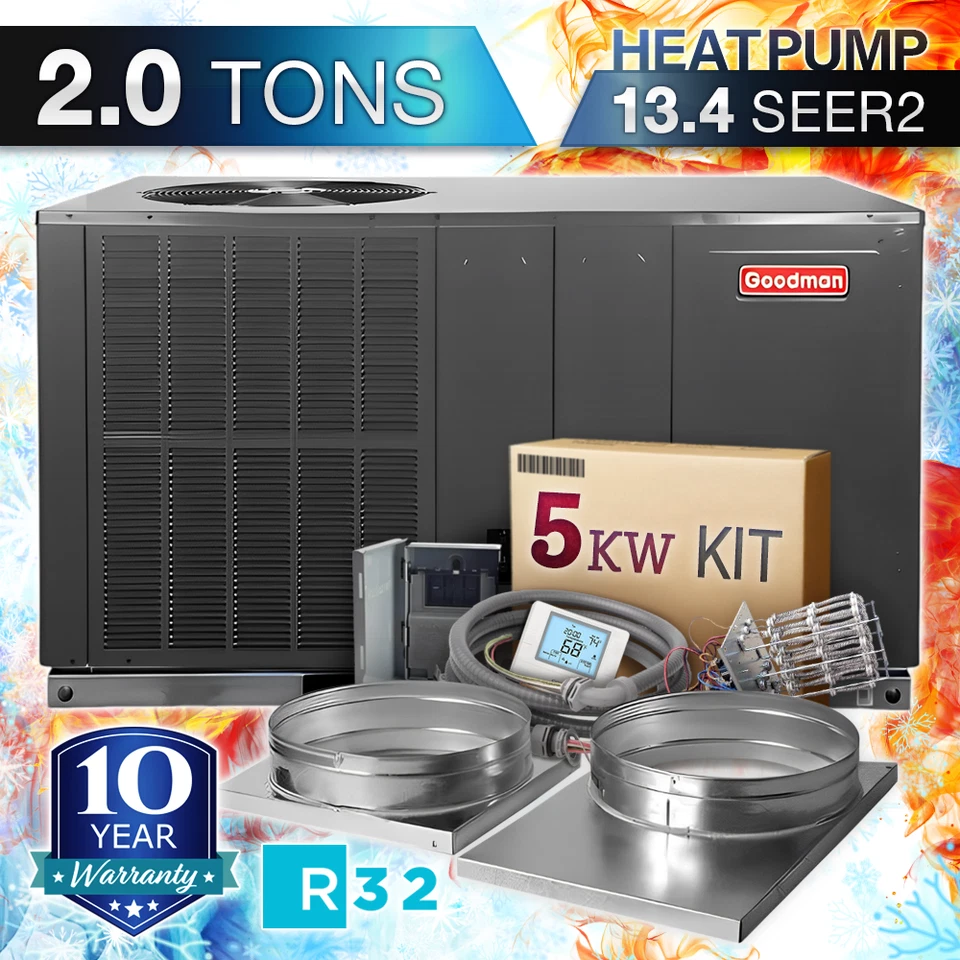 2 Ton Heat Pump Goodman All in One Package Unit GPHH32431 R-32 13.4 Seer2