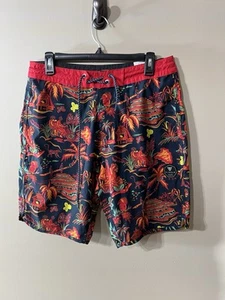 Pantalones Cortos Vissla Para Hombre Azul Rojo Palma Tiki Village Talla 32 Tropical Verano - Imagen 1 de 14