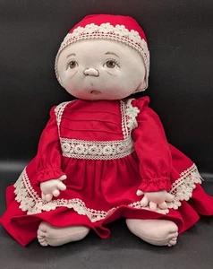 Jan Shackelford "London Is Calling" Victoria OOAK Cloth Doll 2021, Red Dress Hat - Picture 1 of 11