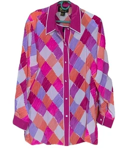 Bob Mackie Usable Art Talla 1X Rosa 100% Seda Blusa Tanque Conjunto 2 Nuevo con Etiquetas Para Mujer’s - Imagen 1 de 12