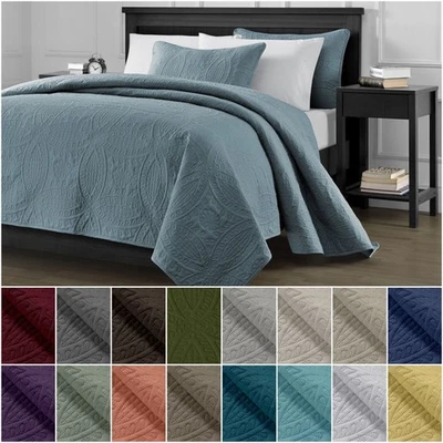 Chezmoi Collection Austin 3-piece Pinsonic Quilt Oversize Bedspread Coverlet Set - Image 1 of 4