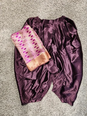 Thai Purple Traditional Khmer Pants Size M With Faux Silk Shawl Shoulder Cloth - Image 1 of 4