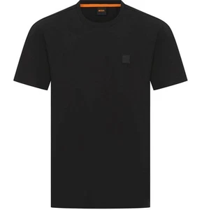 Boss Mens T-Shirt TE Nylon Contrast Front Hugo Boss Crew Neck Tee in Black - Picture 1 of 9