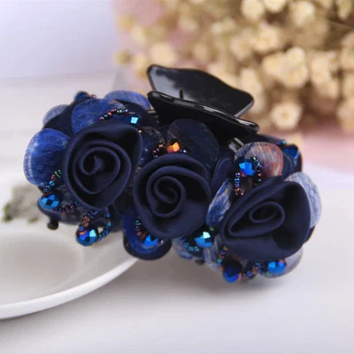 Elegant Ladies Rose Flower Hair Claws Hairgrips Hair Clips Crystal Floral. - Image 1 of 4