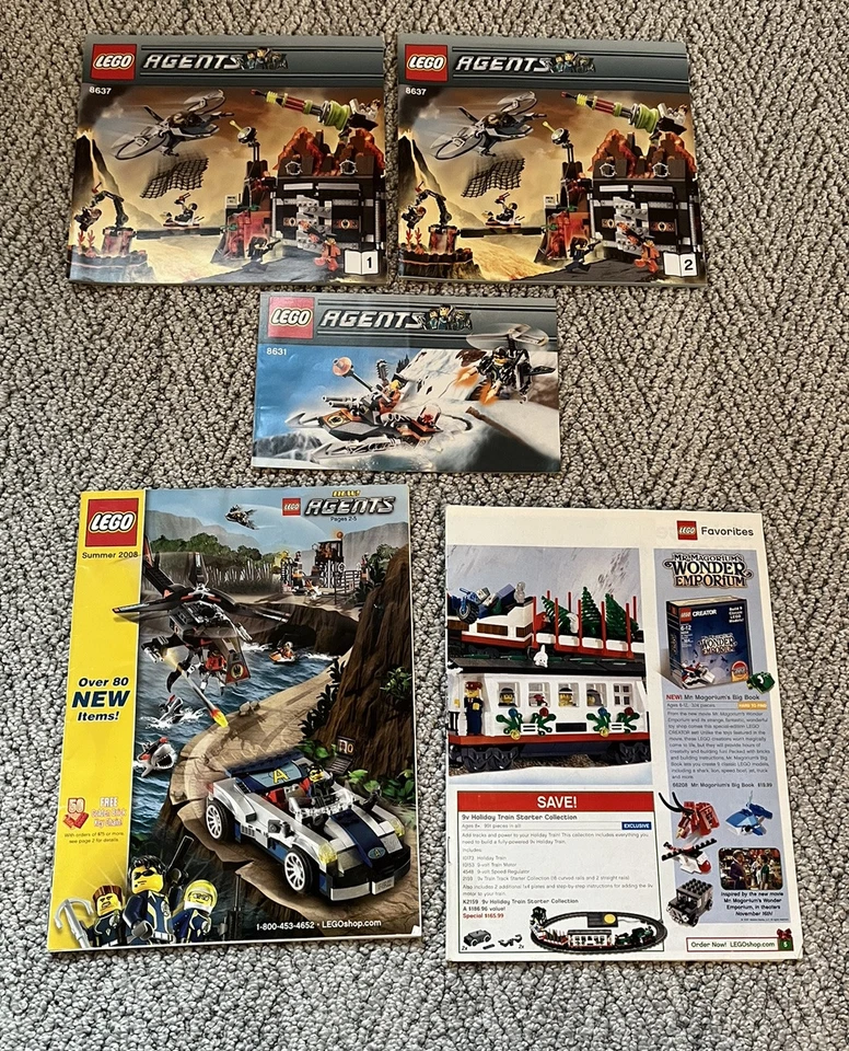 LEGO Agentes 8637 8631 Manual de Instrucciones + Revista y Catálogo Vintage Mission 8 Foto 1 de 4