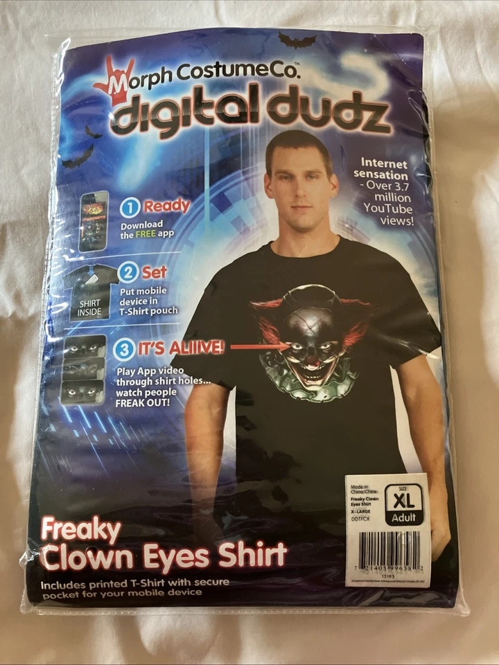 Camisa Morph Costume Co. Digital Dudz Halloween Freaky Clown Eyes XLarge: NUEVA Foto 1 de 4