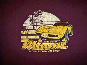 AEROPOSTALE South Beach Miami Graphic T Shirt Cranberry Size Small - Picture 1 of 3