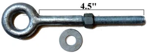 Paquete de 6 pernos de ojo de acero galvanizado forjado en caliente de 3/8" x 4,5" - Imagen 1 de 6