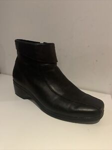 Stegmann Black Leather Boots Ankle Shoes Size 39 8 Flat