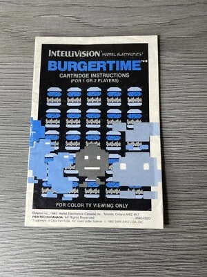 Burger Time Intellivision Manual Authentic - Image 1 of 2