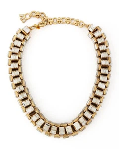 Lee Angel Neiman Marcus Yellow Gold-Plated Clear Crystal Baguette Necklace 495 - Picture 1 of 12