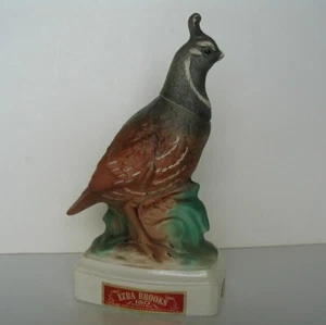 CALIFORNIA QUAIL GAME BIRD LARGE SIZE 1970 EZRA BROOKS DECANTER + POSTCARD - Bild 1 von 8