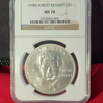 1998 S $1 Robert F Kennedy Commemorative Silver Dollar NGC MS70 - Image 1 of 4