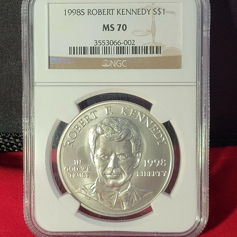 1998 S $1 Robert F Kennedy Commemorative Silver Dollar NGC MS70 Cover