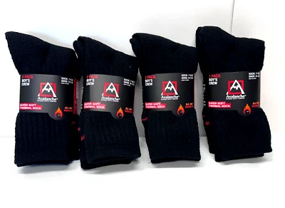 Boys Youth Outdoor Super Soft Thermal Crew Socks 4 - 2 Packs SHOE SIZE 9 - 3.5 - Image 1 of 4