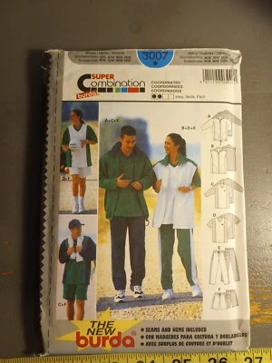Burda 3007 Sewing Pattern Unisex Athletic Wardrobe Jacket Shirt Pants Shorts FF - Image 1 of 3