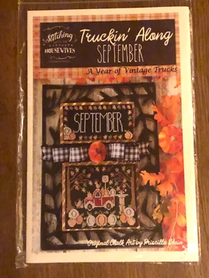 Truckin' Along SEPTEMBER Counted Cross Stitch PATTERN by Stitching w/ Housewives - Image 1 of 4