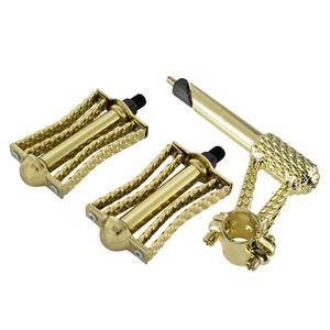 OG Line Twisted 21.1 Stem & Butterfly Triple Square Twisted 1/2 Pedals Gold - Picture 1 of 1