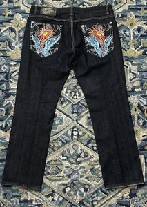 Christian Audigier Men’s Size 40x35 Ed Hardy Jeans Cobra Snake Embroidered 2000s - Picture 1 of 11