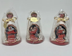 Vtg 2002 BRADFORD EXCHANGE EDITIONS Coca-Cola Holiday Heirloom Santa Bells Set 3 - Picture 1 of 12
