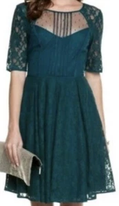 BCBG Maxazria Dress Lace Julya Pockets Teal Women Size 6 - Picture 1 of 9
