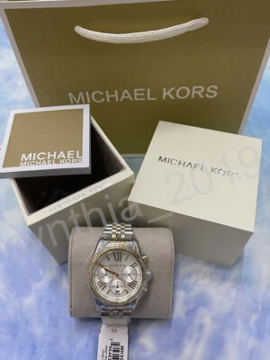 Michael Kors MK5955 Lexington 38mm Silver Chronograph Two Tone Women's Watch - Image 1 of 3