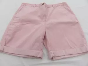 M&S HÜBSCHE ROSA & WEISSE NADELSTREIFEN STRETCH BAUMWOLLE SOMMER TASCHE SHORTS UK 14 -16 - Bild 1 von 16
