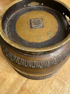 MING dinastía ASIÁTICA BRONCE JARDINERO RECIPIENTE INCIENSO CUENCO LEVANTADO SELLADO LG ¡ANTIGUO! - Imagen 1 de 7