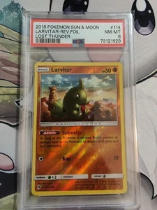 PSA 8 2018 Pokémon TCG Larvitar Sun & Moon - Lost Thunder 114/214 Reverse Holo  - Picture 1 of 10