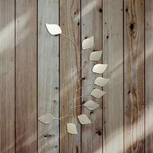 Modern Hanging Mobile Art Silver Leaves Curve New Metal Gift Free Shipping - Picture 1 of 1