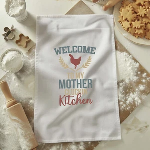 Welcome to Mother Cluckin Kitchen Tea Towel Funny Chicken Towel Farmhouse Cook - Picture 1 of 4