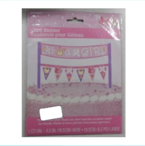 Baby Shower Party Supplies It's a Girl Cake Banner Decoration (16.5 cm) - Picture 1 of 1