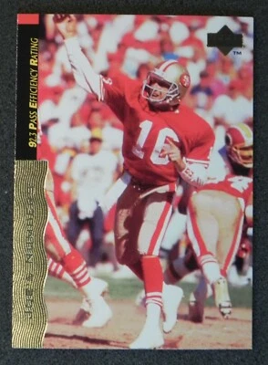 JOE MONTANA 1995 Upper Deck JOE'S NUMBERS Card # 34 _ 92.3 PASS RATING - Image 1 of 2