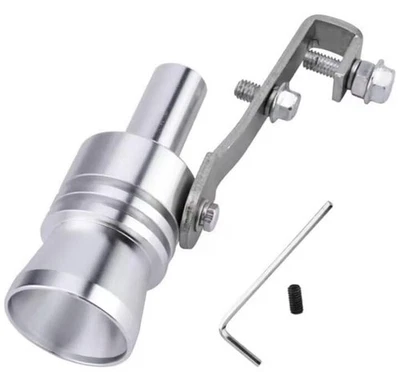 Silenciador silbato de escape de sonido turbo silbato silenciador silenciador soplado automático plateado para automóvil  Foto 1 de 4