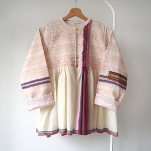 Injiri wool silk jacket boro textured embroidered lagenlook Indian S (k2) - Bild 1 von 21