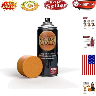 Greedy Gold Prime: spray acrílico de alta cobertura para miniaturas y juegos de mesa Foto 1 de 4