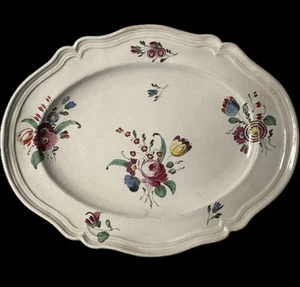 "Plato ovalado antiguo de porcelana italiana del siglo XVIII 11"" c.1770 flores Doccia" - Imagen 1 de 8